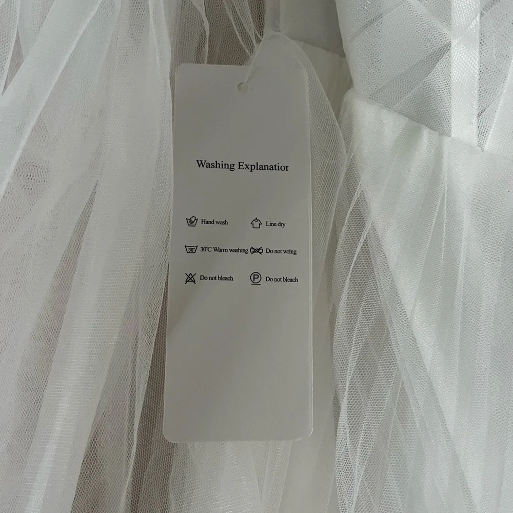 White Strapless Gown with Sheer Sleeves - Picture 3 of 6